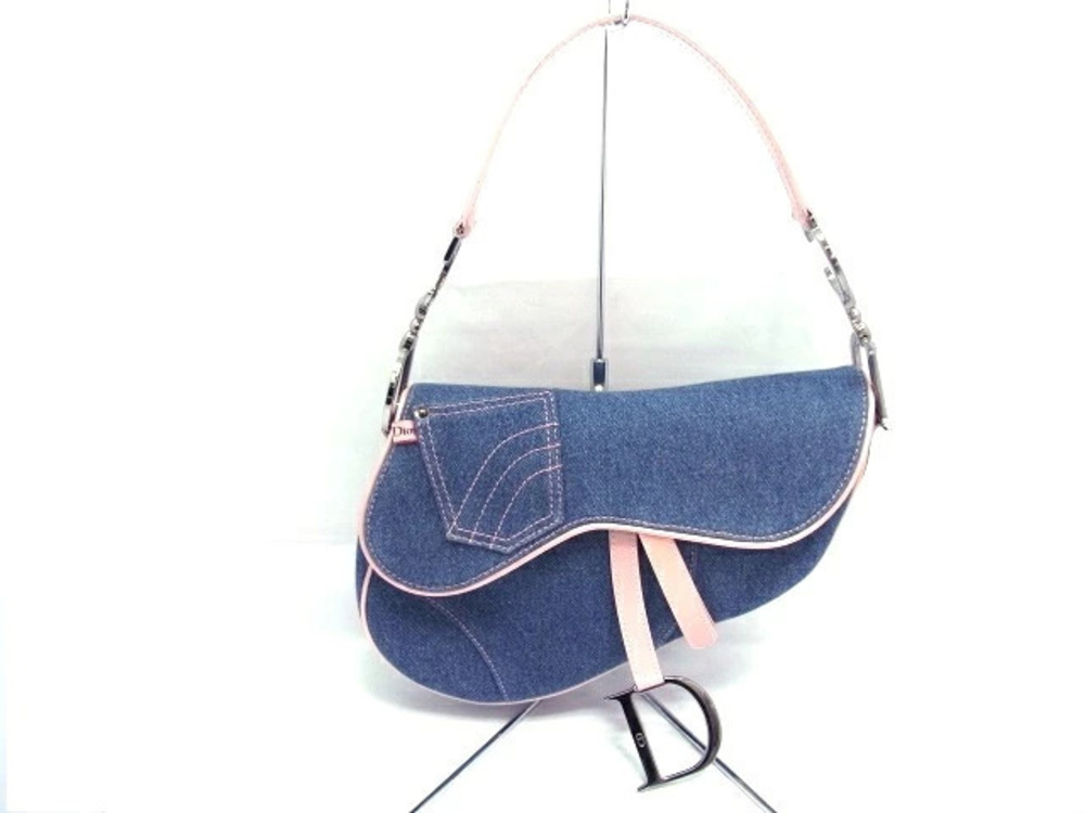 Christian Dior Saddle Bag Handbag Denim Calfskin